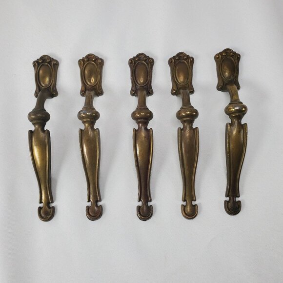 VTG National Lock Amerock Medallion Cabinet Drawer Pull Door Handles Set Of 5 - Picture 2 of 9